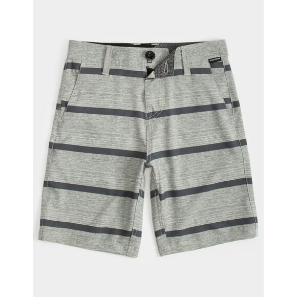 Volcom Frickin Surf N Turf Boys Hybrid Shorts Size 20 (30) Gray Black Stripe - Picture 1 of 6